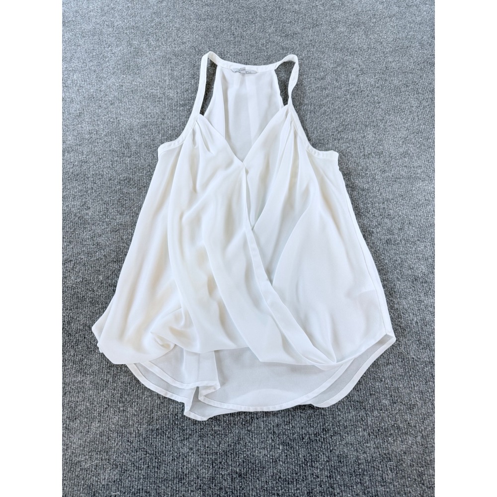 Naked Zebra White Wrap Front Sleeveless Blouse High Low Top Size M